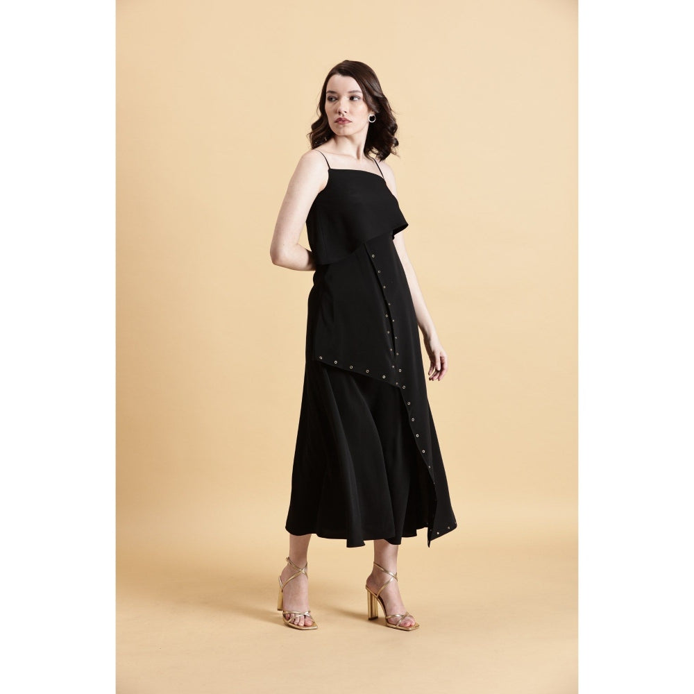 Fawn 24 Black Eyelet Noir Midi Dress