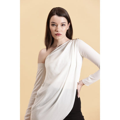 Fawn 24 White Georgette Mist Top