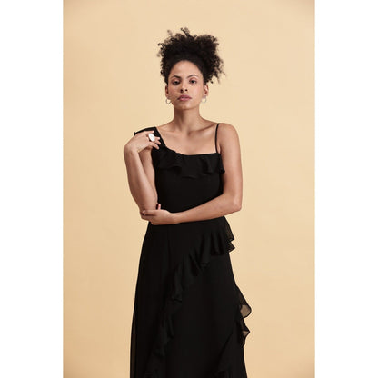 Fawn 24 Black Ruffle Noir Dress