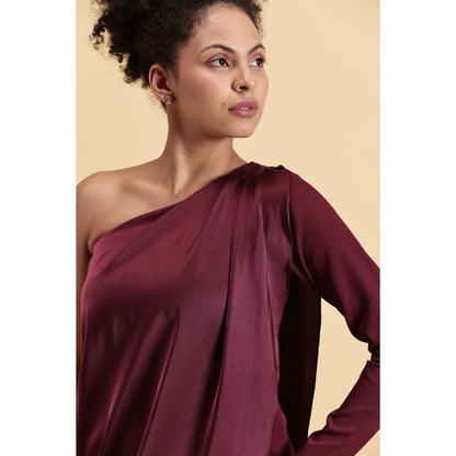 Fawn 24 Wine Cascade Mini Dress