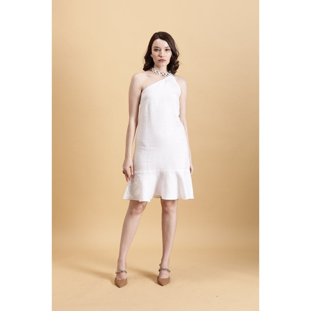 Fawn 24 White Carmen Linen Mini Dress
