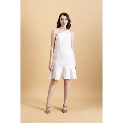 Fawn 24 White Carmen Linen Mini Dress