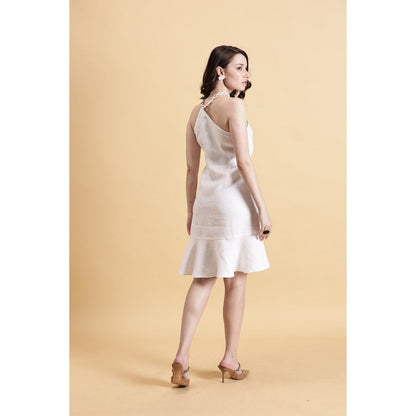 Fawn 24 White Carmen Linen Mini Dress