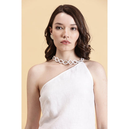 Fawn 24 White Carmen Linen Mini Dress