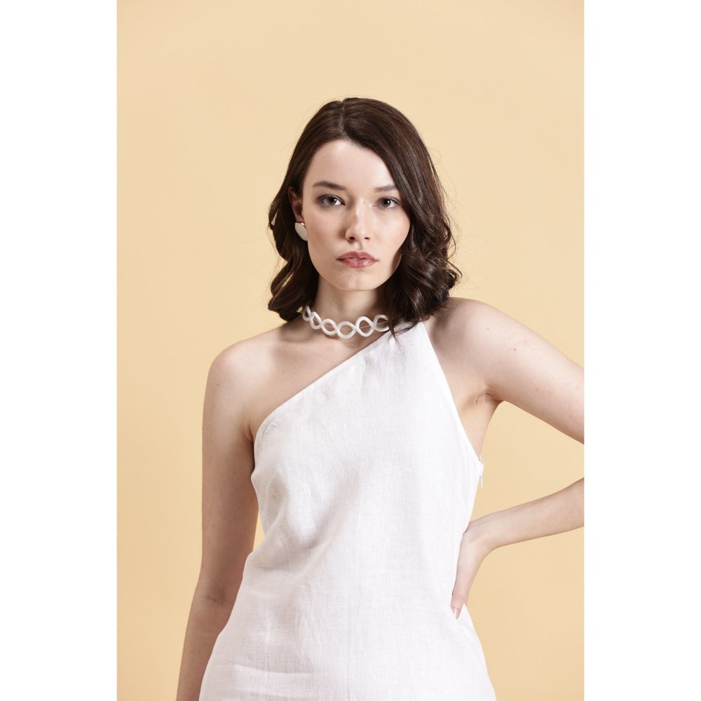 Fawn 24 White Carmen Linen Mini Dress