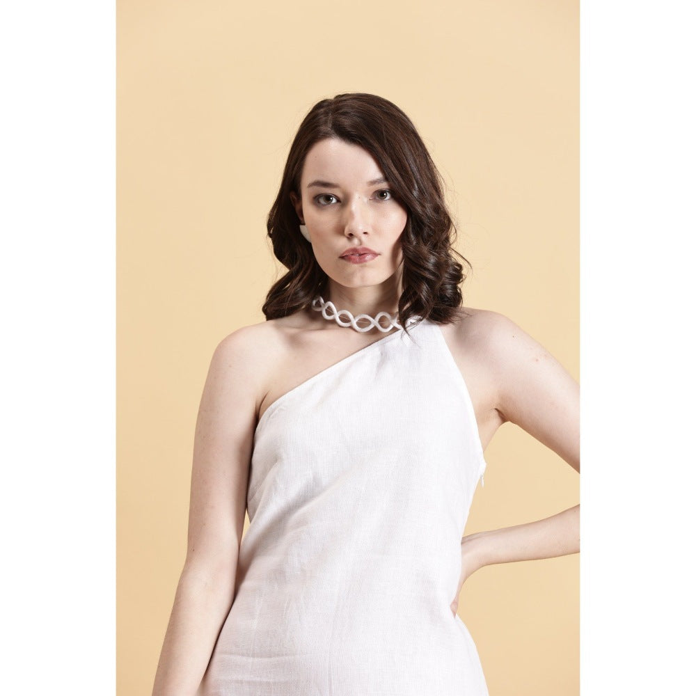 Fawn 24 White Carmen Linen Mini Dress