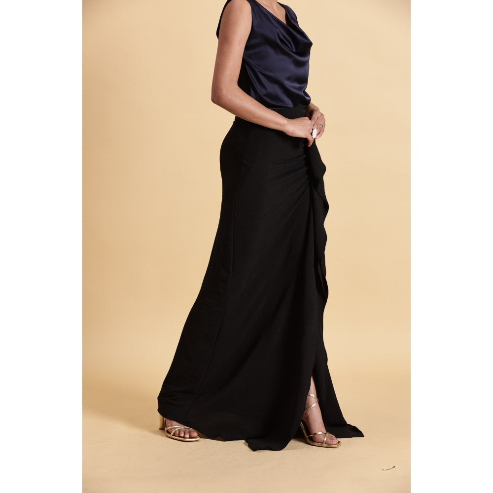 Fawn 24 Black Latte Frill Maxi Skirt
