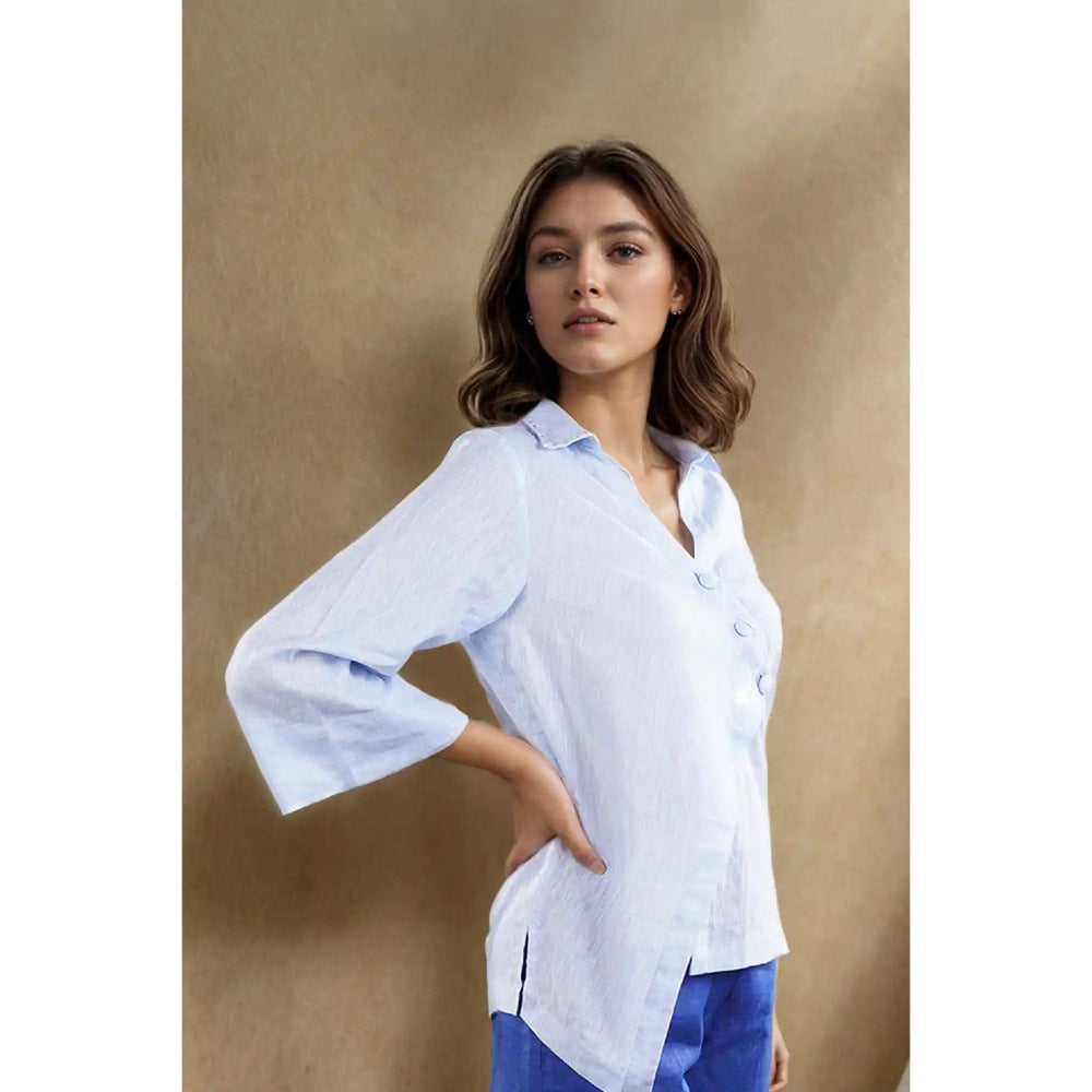 Fawn 24 Blue Ocean Mist Linen Shirt