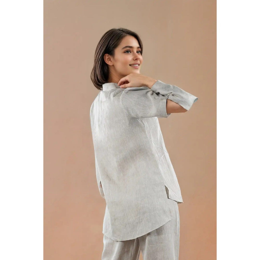 Fawn 24 Blue Dune Bell Sleeve Shirt