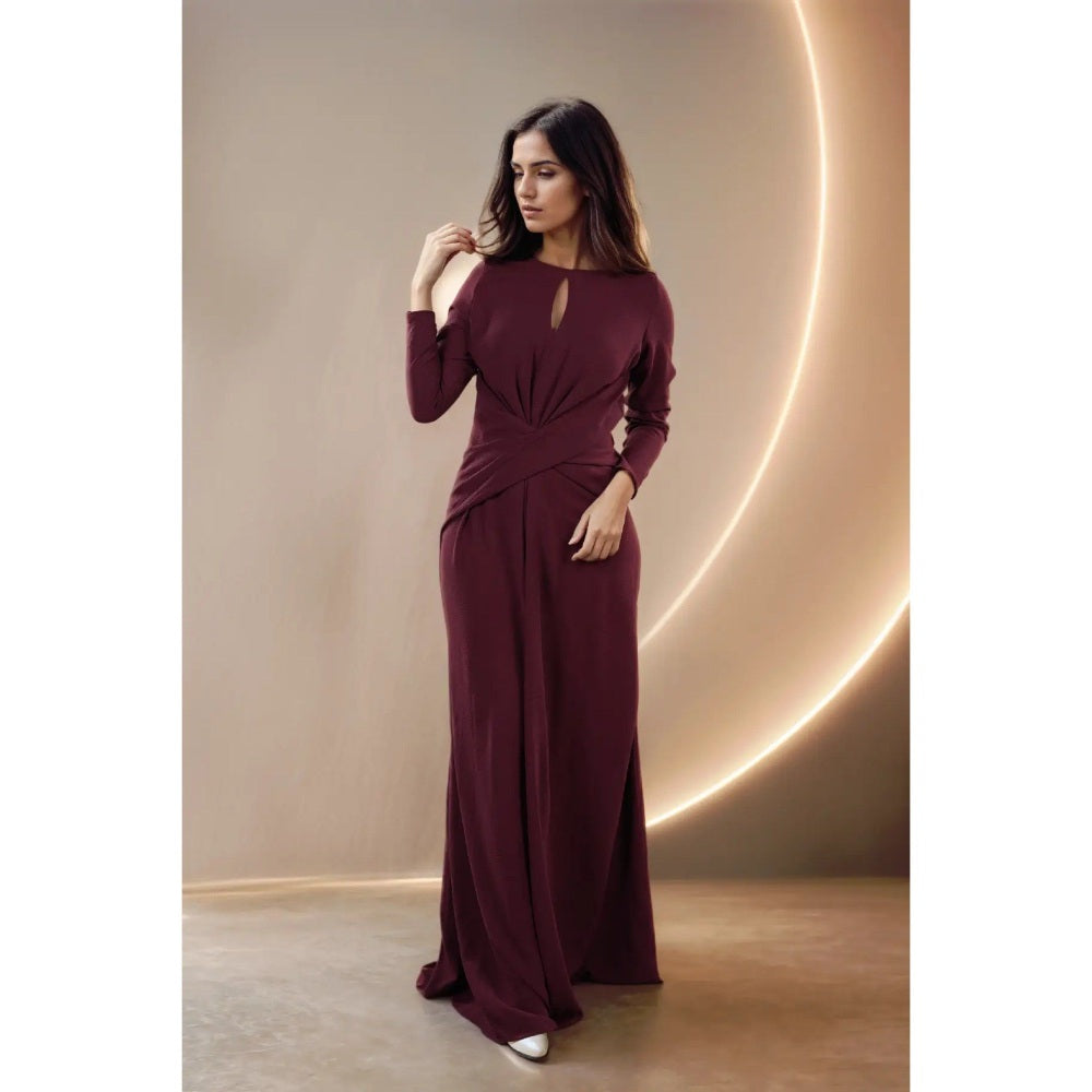 Fawn 24 Burgundy Draped Gown