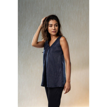 Fawn 24 Navy Blue Glimmer Knot Top