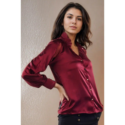 Fawn 24 Wine Satin Shirt