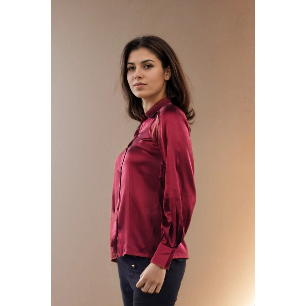 Fawn 24 Wine Satin Shirt