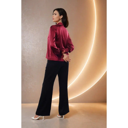 Fawn 24 Wine Satin Shirt