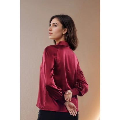 Fawn 24 Wine Satin Shirt