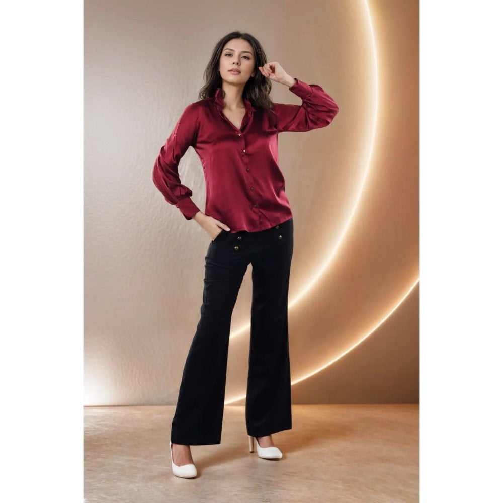 Fawn 24 Wine Satin Shirt