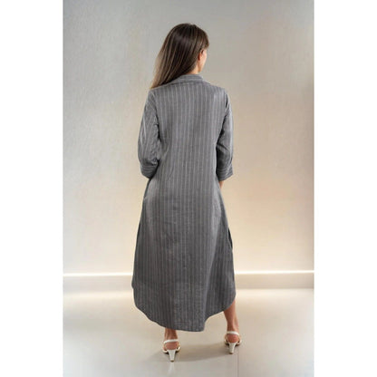 Fawn 24 Grey Striped Shirt Dress
