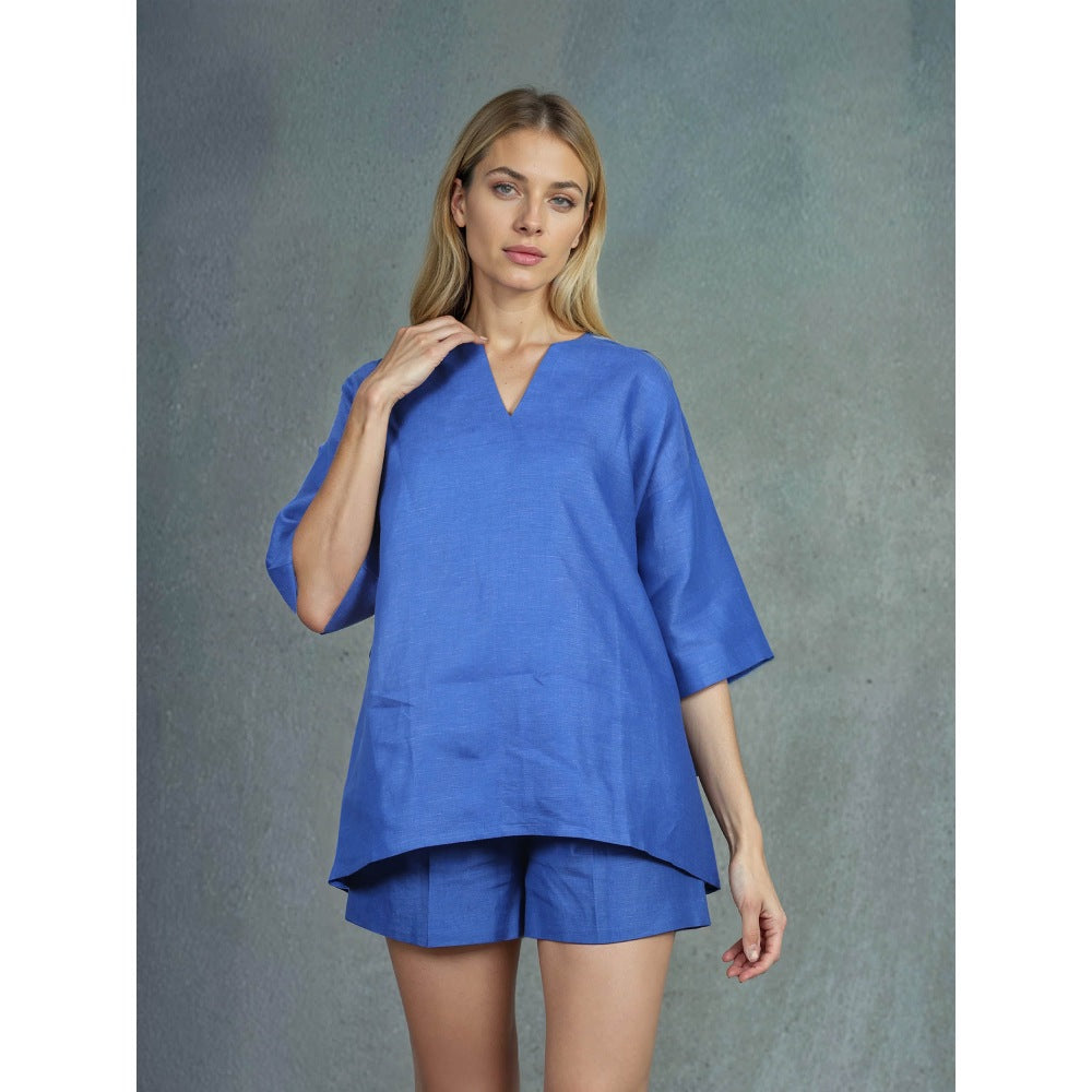 Fawn 24 Blue Azure Linen Top