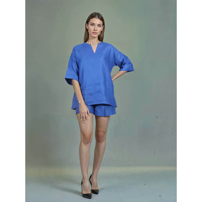 Fawn 24 Blue Azure Linen Top