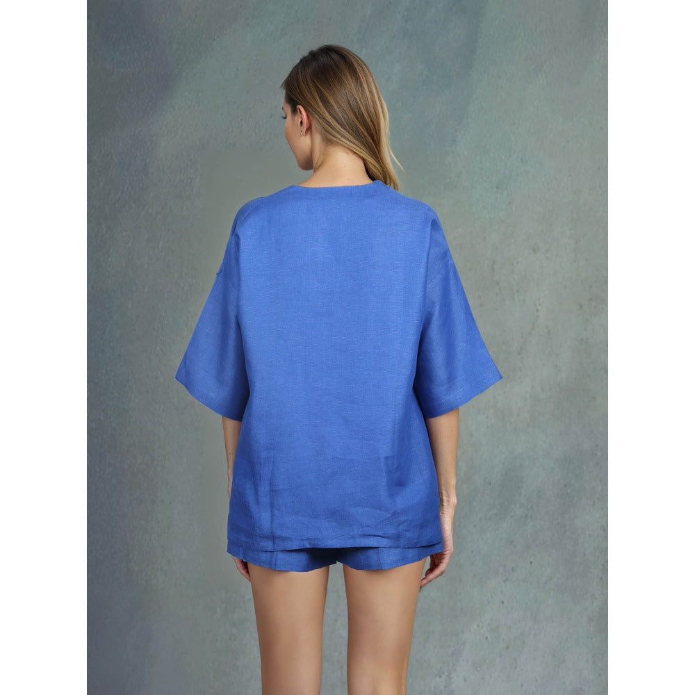 Fawn 24 Blue Azure Linen Top