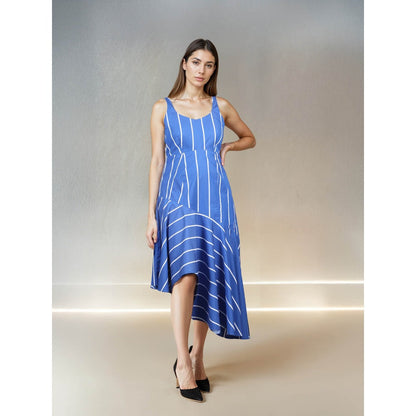 Fawn 24 Blue Modern Pop Stripe Dress
