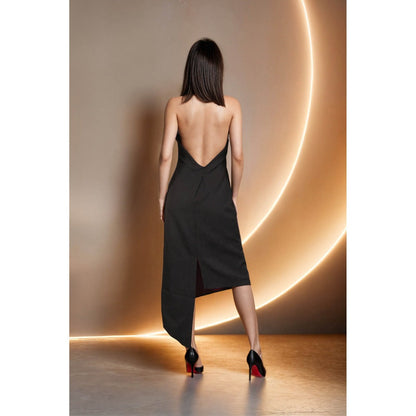 Fawn 24 Black Backless Midi Dress