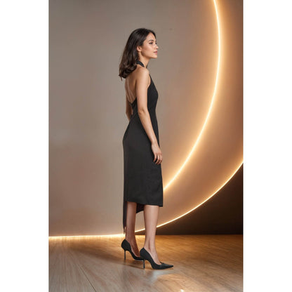 Fawn 24 Black Backless Midi Dress