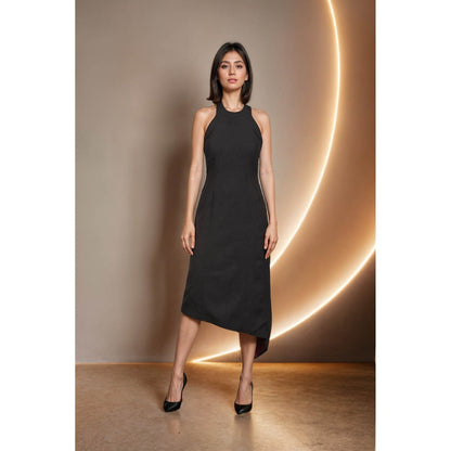 Fawn 24 Black Backless Midi Dress