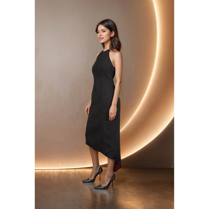 Fawn 24 Black Backless Midi Dress