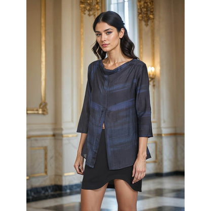 Fawn 24 Navy Blue Cowl Shirt