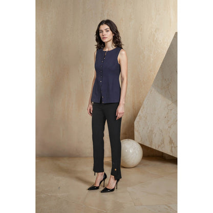Fawn 24 Navy Blue Button Vest Top