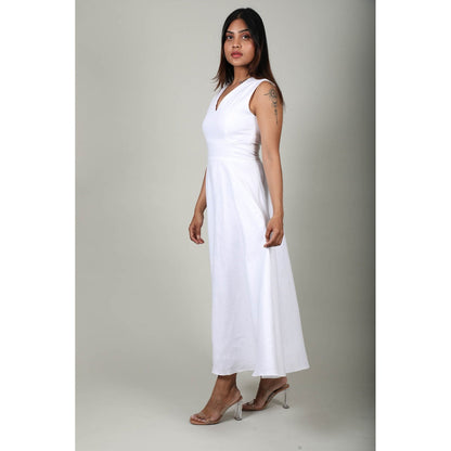 Fawn 24 Ivory Linen Maxi Dress - White