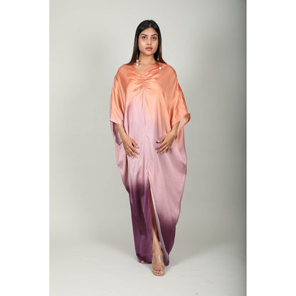 Fawn 24 Ombre Satin Ruched Dress - Multi-Color