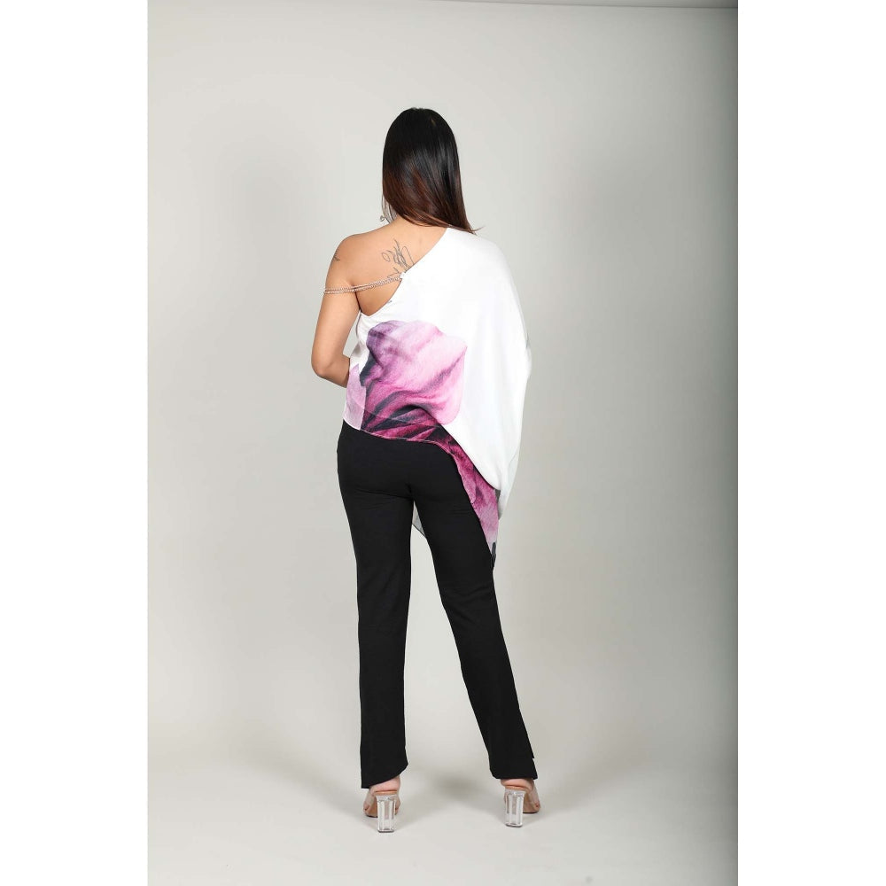 Fawn 24 White Printed Drape Top