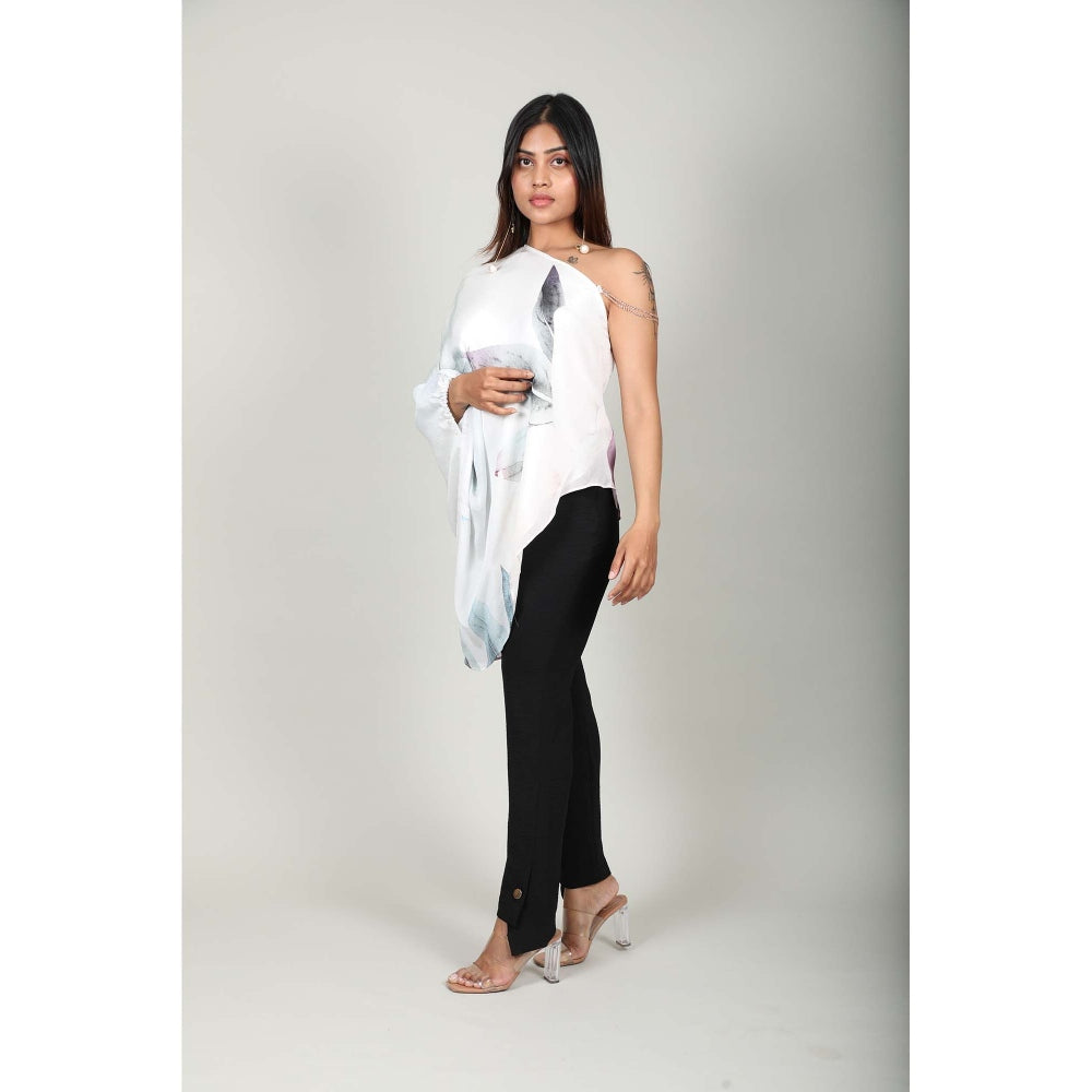 Fawn 24 White Printed Drape Top