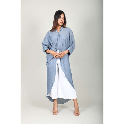 Fawn 24 Blue Denim Wrap Long Shirt