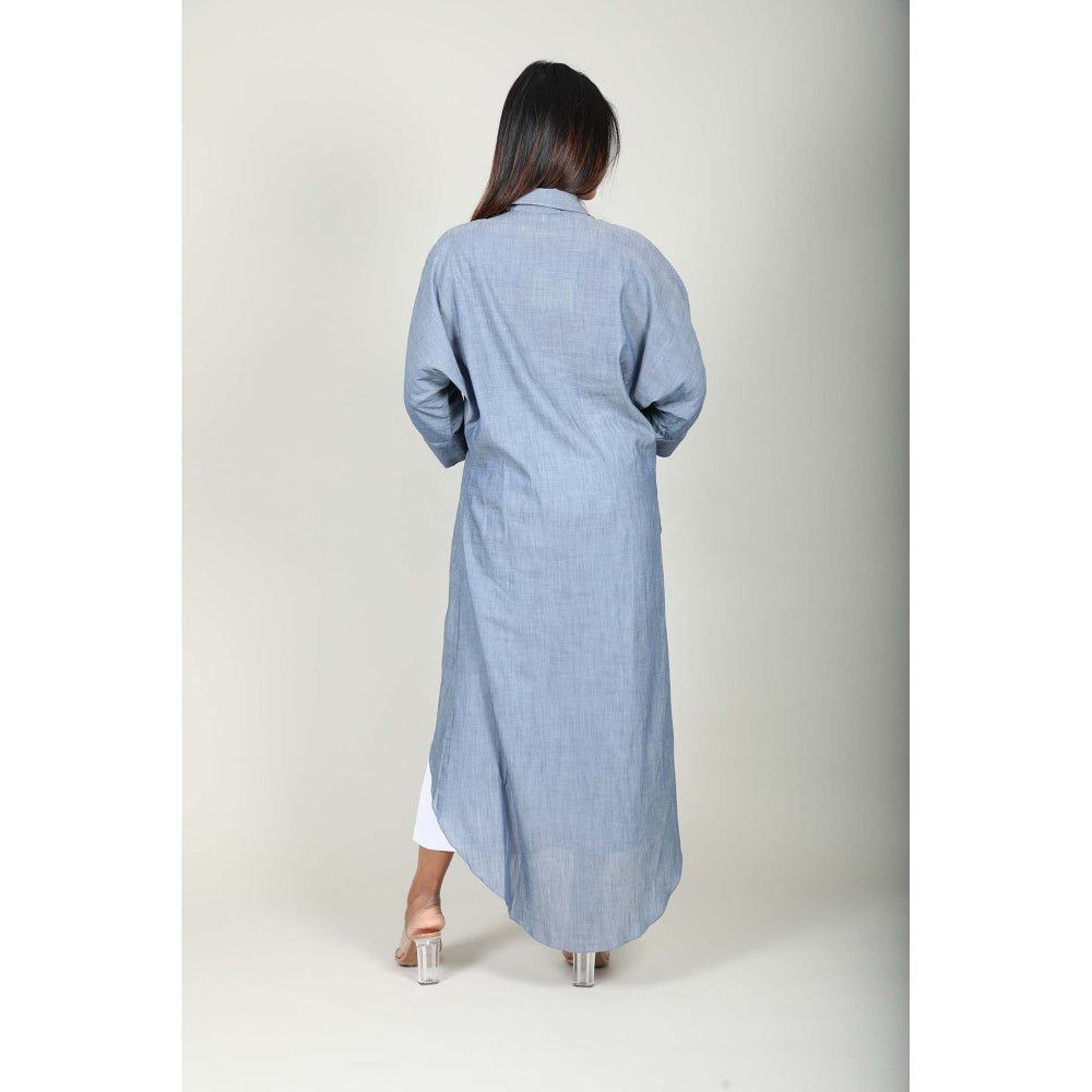 Fawn 24 Blue Denim Wrap Long Shirt