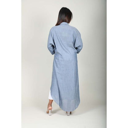 Fawn 24 Blue Denim Wrap Long Shirt