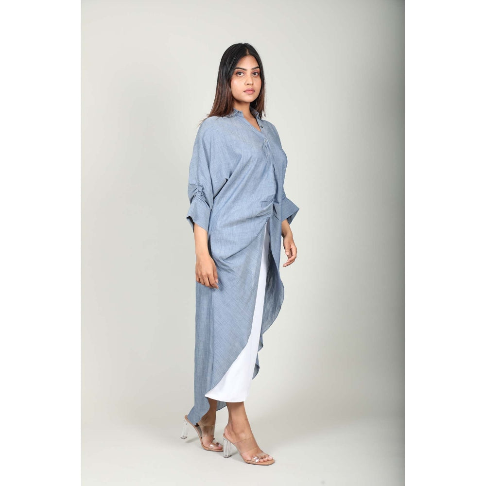 Fawn 24 Blue Denim Wrap Long Shirt