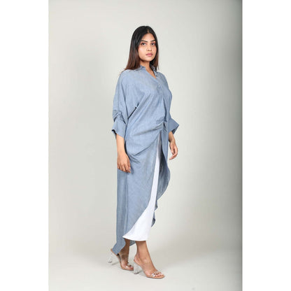 Fawn 24 Blue Denim Wrap Long Shirt