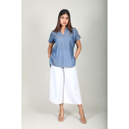 Fawn 24 Blue Denim Collar Top