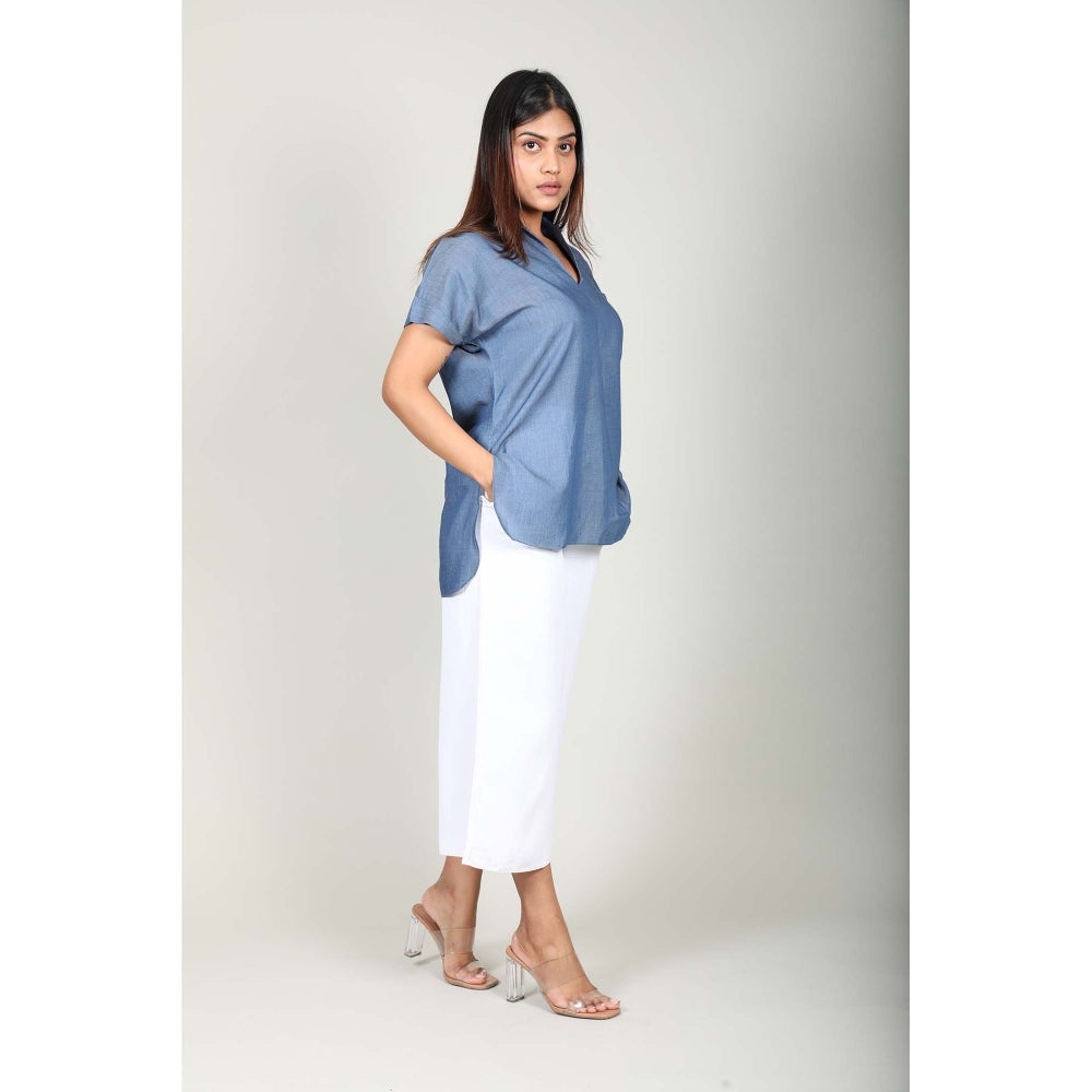 Fawn 24 Blue Denim Collar Top