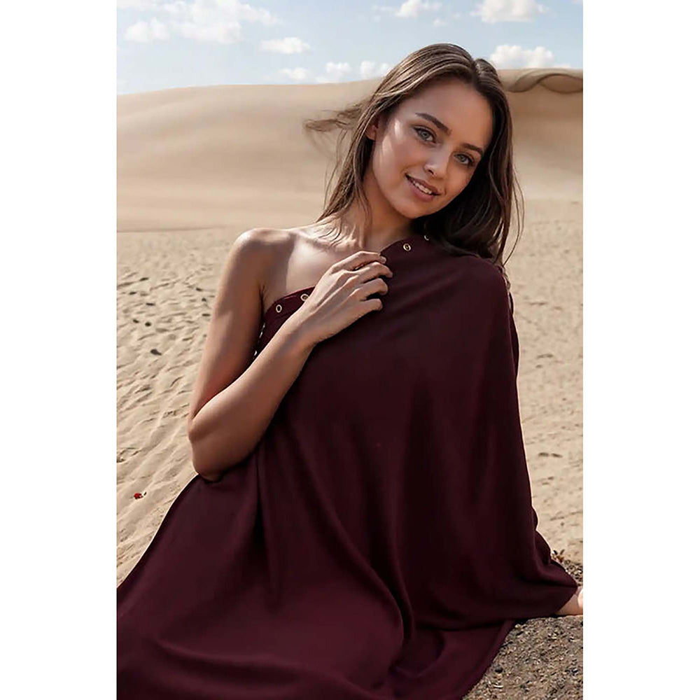 Fawn 24 Burgundy Crepe One Shoulder Solid/Plain Sleeveless Dress