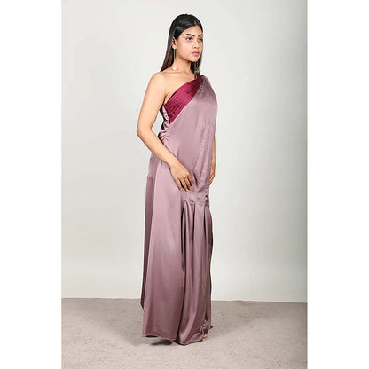 Fawn 24 Purple Satin Asymmetrical Solid/Plain Sleeveless Maxi Dress