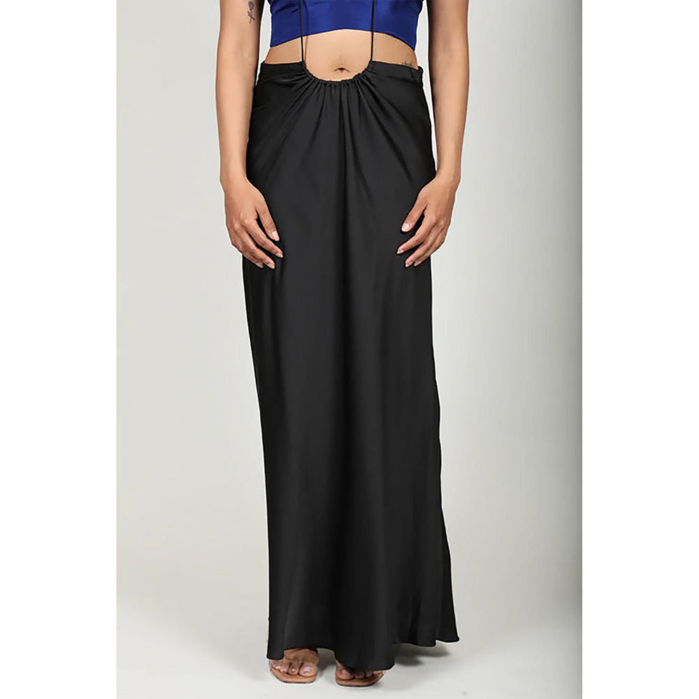Fawn 24 Black Satin Maxi Skirt