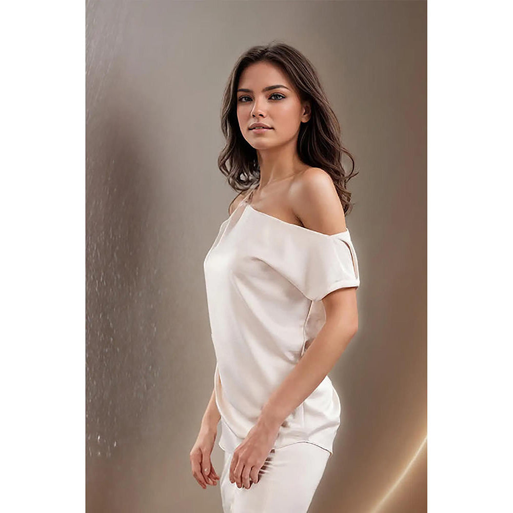 Fawn 24 Pearl Ivory Satin Midi Skirt