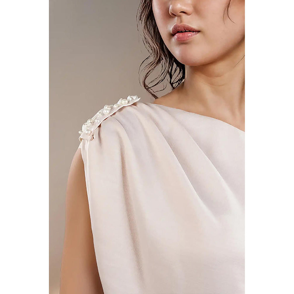Fawn 24 Pearl Ivory Satin Midi Skirt