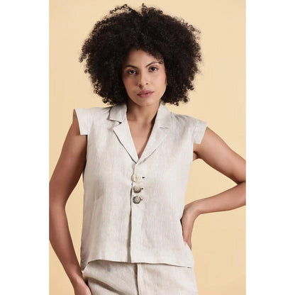 Fawn 24 Sand Lapel Top