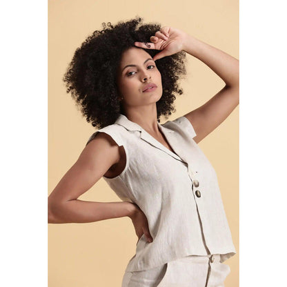Fawn 24 Sand Lapel Top