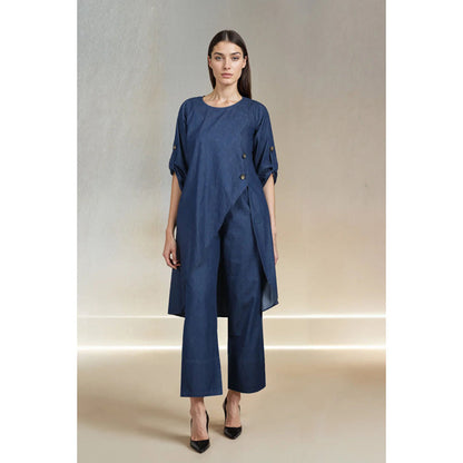 Fawn 24 Navy Blue Solid Kurti